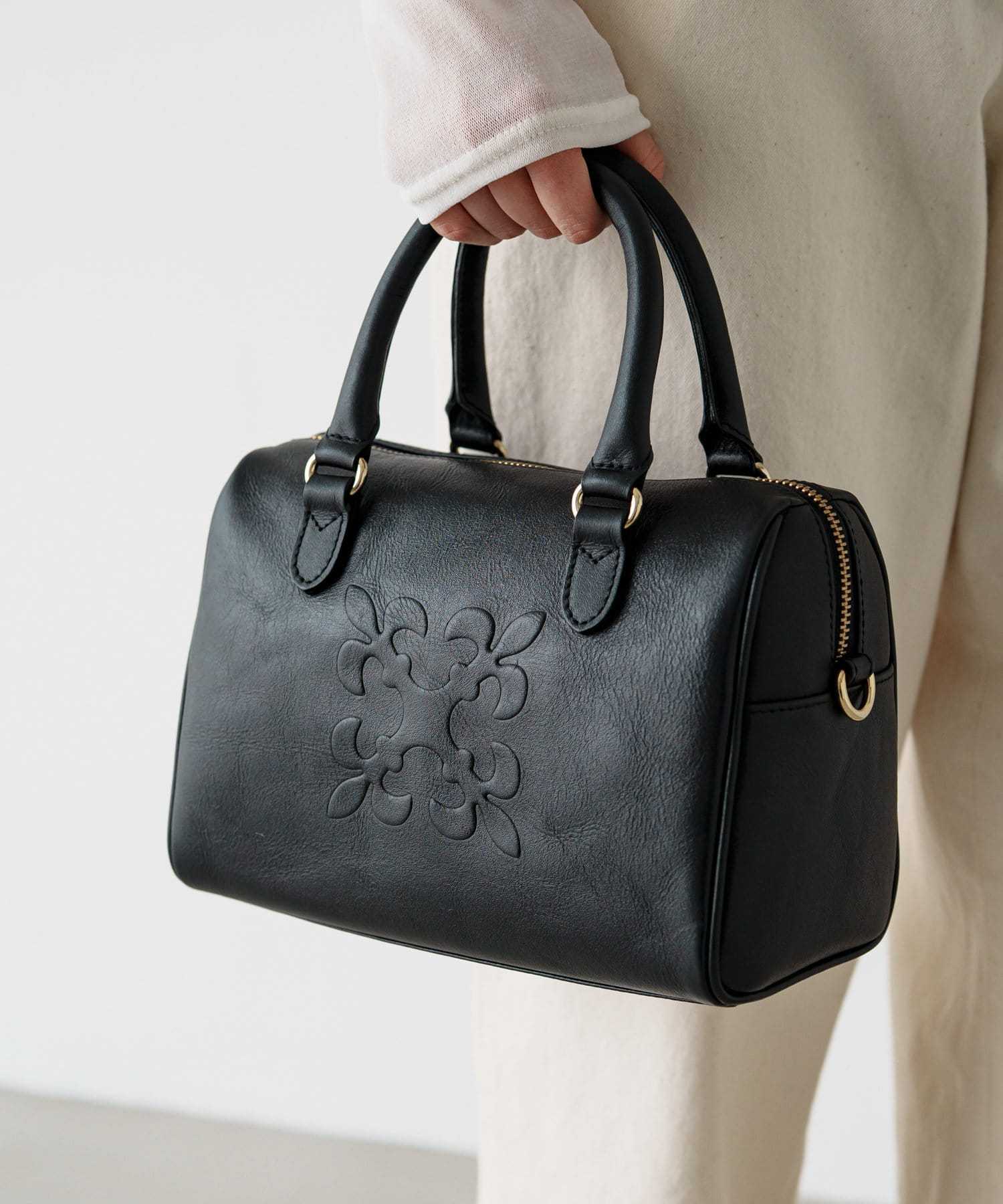 Russet [Composition] 2way mini Boston bag Black